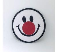 Écusson brodé à coudre ou à thermocoller Motif smiley Rouge