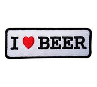 Écusson brodé à repasser ou à coudre avec inscription « I Love Beer Beer »