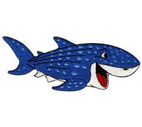 Écusson brodé à repasser ou à coudre - Motif baleine - Requin - Bleu - Taille : 11,2 x 4,2 cm