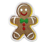 Écusson brodé à repasser ou à coudre Motif bonhomme en pain d'épices 8 x 6 cm