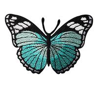 Écusson brodé à repasser ou à coudre Motif papillon Vert turquoise