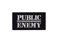 Écusson brodé à thermocoller Motif musique hip-hop Public Enemy Argenté