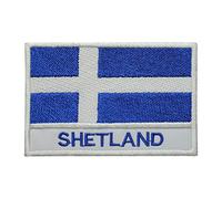 Écusson brodé à thermocoller ou à coudre - Motif drapeau du comté des Shetland - Pour vêtements, chemises, jeans, etc