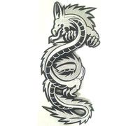 Écusson Brodé appliqué coudre biker dragon chinois stickers patch badge dragon vetement grand format taille „ Dragon noir d argent 27 x 12 cm "