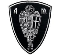 Écusson brodé Archange Saint Michel avec épée et bouclier de protection chrétienne à repasser ou à coudre