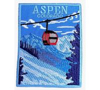 Écusson brodé Aspen Colorado (8,9 cm) - À repasser ou à coudre - Montagnes Rocheuses - Souvenir de voyage - Emblème de ski - Pour sac à dos, veste, cadeau