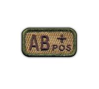 Écusson brodé avec inscription « Pos » - Motif groupe sanguin AB - Thermocollant - Dos thermocollé