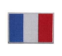 Écusson brodé avec logo du drapeau de la France - Écusson thermocollant ou à coudre