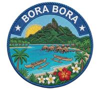 Écusson brodé « Bora Bora » thermocollant ou à coudre (7,6 cm) - Souvenir de voyage - Emblème du Pacifique Sud