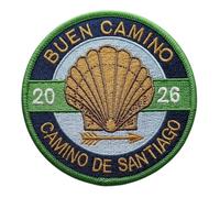 Écusson brodé Buen Camino 2026 à repasser ou à coudre (7,6 cm) Camino de Santiago pour sentier de marche, voyage, souvenir, cadeau