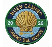 Écusson brodé Buen Camino 2026 à thermocoller ou à coudre (7,6 cm) Camino Del Norte Walking Trail Voyage Santiago Espagne Souvenir Emblème Cadeau
