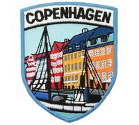 Écusson brodé Copenhague Danemark thermocollant ou à coudre (7,6 cm) Voyage Europe Souvenir Danemark Vacances Emblème pour sac à dos Cadeau