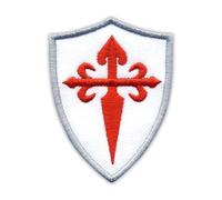 Écusson brodé Croix Rouge de Saint Jacques sur le bouclier blanc à coudre