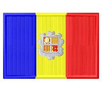 Écusson brodé drapeau Andorre de 7 cm de large Aufnäher parche Bordado écusson toppa ricamata