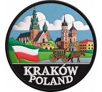 Écusson brodé drapeau Cracovie Pologne (8,9 cm) Écusson brodé thermocollant ou à coudre Voyage Europe Vacances Souvenir Touriste Emblème Sac à dos Cadeau