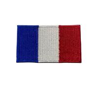 Écusson brodé drapeau de tous les pays (4,5 × 3 cm) - Patch thermocollant/à coudre avec drapeau national pour vestes, sacs à dos, sacs, chapeaux et projets de bricolage (France)