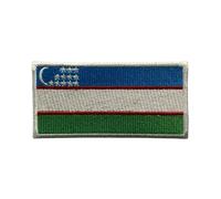 Écusson brodé drapeau national du pays (4,5 × 3 cm) - Patch thermocollant/à coudre pour vestes, sacs à dos, sacs, chapeaux et projets de bricolage (Ouzbékistan)