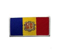 Écusson brodé Drapeau Tous pays (4,5 × 3 cm) - Écusson brodé thermocollant ou à coudre pour vestes, sacs à dos, sacs, chapeaux et projets d'artisanat (Andorre)