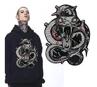 Écusson brodé en forme de serpent saignant à repasser ou à coudre pour vestes, vêtements, jeans