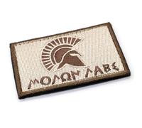 Écusson brodé en tissu brodé pour gilet - 8 cm x 5 cm - Motif casque spartiate - Molon Labe - Airsoft