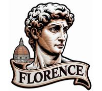 Écusson brodé Florence Italy thermocollant ou à coudre (8,9 cm) Michel-Ange David Statue Emblème Voyage Europe Souvenir Cadeau