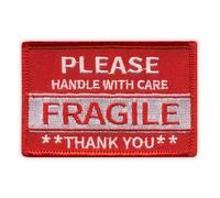 Écusson brodé « Fragile Please Handle with Care Thank You » - Dos thermocollant - Patch brodé