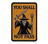 Écusson brodé Gandalf You Shall Not Pass - Écusson brodé Morale thermocollant ou à coudre, épée de magicien (90 mm) Grappling Jiu Jitsu Drôle Cadeau BJJ