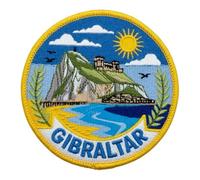Écusson brodé Gibraltar - 7,6 cm rond thermocollant ou à coudre - Badge souvenir de voyage - Emblème du rocher de Gibraltar et du château