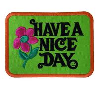 Écusson brodé « Have A Nice Day » - À repasser ou à coudre - Motif floral hippie des années 60