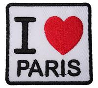 Écusson brodé I Love Paris à coudre ou à repasser Motif cœur rouge