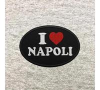 Écusson brodé Italie I Love Napoli ovale Blanc