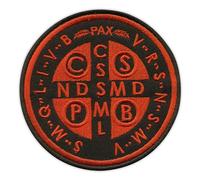 Écusson brodé Médaille de Saint Benoît - Verso - Version noire et rouge - À coudre - Écusson brodé