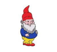 Écusson brodé - Motif nain de jardin - À repasser - Dimensions : 4 x 9,2 cm