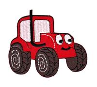 Écusson brodé motif tracteur rouge à repasser ou à coudre - Thermocollant pour vêtements - Patch brodé - Patch de voiture Trekker - Dimensions : 8,3 x 7,2 cm