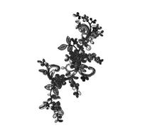 Écusson Brodé Paillettes brodées en soie délicate, 5 pièces, or blanc rouge, accessoires de mariage, cordon dentelle multicolore, bricolage(Black)