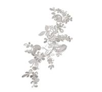 Écusson Brodé Paillettes brodées en soie délicate, 5 pièces, or blanc rouge, accessoires de mariage, cordon dentelle multicolore, bricolage(Pure White)