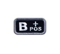 Écusson brodé « Pos » du groupe sanguin B Noir/blanc - À coudre