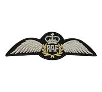Écusson brodé RAF Pilot Wings - 12,1 cm x 4,2 cm - ELLU - Patch brodé - 1 pièce - Militaire - Classique - Sew-on, Iron-on