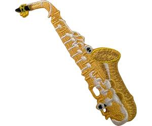 Écusson brodé saxophone thermocollant ou à coudre sur jeans musique