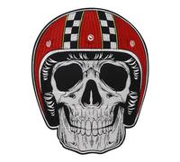 Écusson brodé squelette thermocollant grand badge tête de mort bricolage pour dos moto gilet veste jeans accessoires