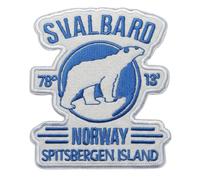 Écusson brodé Svalbard Norvège (8,9 cm) Écusson thermocollant ou à coudre sur l'île Spitzberg Voyage Souvenir Emblème Ours Polaire Blason Sac à dos Cadeau