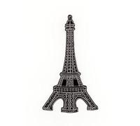 Écusson brodé thermocollant ou à coudre pour vêtements Motif Tour Eiffel Gris Paris France Dimensions 5,8 x 10,4 cm
