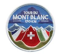 Écusson brodé Tour du Mont Monte Bianco Blanc 170 km Forme ronde à coudre