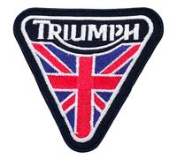 Écusson brodé Triumph avec drapeau du Royaume-Uni noir à repasser ou à coudre