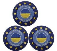 Écusson brodé Union européenne - Drapeau de l'Ukraine - Patchs tactiques militaires - Brassard de combat - 7,6 cm