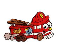 Ecusson - camion de pompiers enfants Baby - plusieurs couleurs sélectionnables - 6,1 x 10,4 cm - by catch-the-patch® patches brode appliques embroidery thermocollant, Farbvariante:rouge