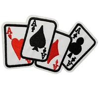 Écusson Carte à Jouer Jeu Poker Patch Thermocollant Carré d'As Coeur Pique Carreau Trèfle badge casino à thermocoller transfert à coller au fer repasser applique brodé coudre vêtement t-shirt 7x11,7cm