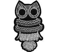 Écusson Chouette Grise Patch Thermocollant Animal Oiseau à thermocoller transfert hibou à coller au fer repasser applique brodé à coudre t-shirt vêtement grenouillère bébé enfant femme 7,2x4,3cm