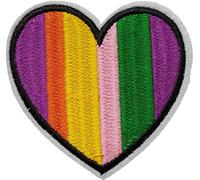 Écusson Coeur Arc en Ciel Patch Thermocollant Paix Amour Badge Love à Thermocollé transfert à coller fer à repasser applique multicolore brodé à coudre décoration réparation vêtement t-shirt 7,7x8cm