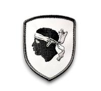Ecusson Corse brodé en France sur toile - Patch Corse avec dos scratch FABRIQUE EN FRANCE - Taille 8X6,4CM - Support à coudre Offert - Qualité Militaire - En promotion